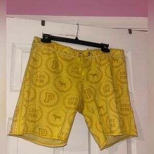 PINK Victoria's Secret Women's Yellow Logo Longer Shorts